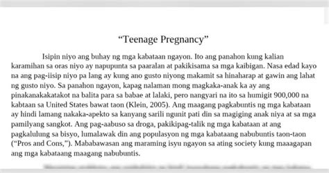 Ano ang teenage pregnancy brainly